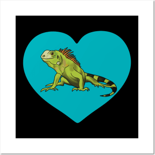 Iguana Heart for Iguana Lovers, Blue Posters and Art